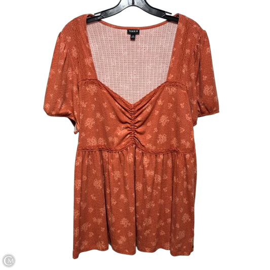 Lace Trim Top Short Sleeve By Torrid In Floral Print, Size: 2x