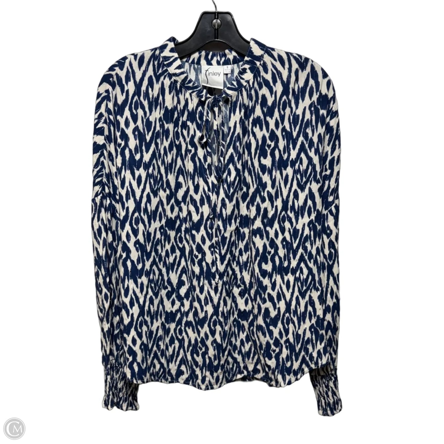 Top Long Sleeve By finley In Blue & White, Size: S