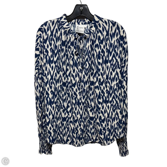 Top Long Sleeve By finley In Blue & White, Size: S