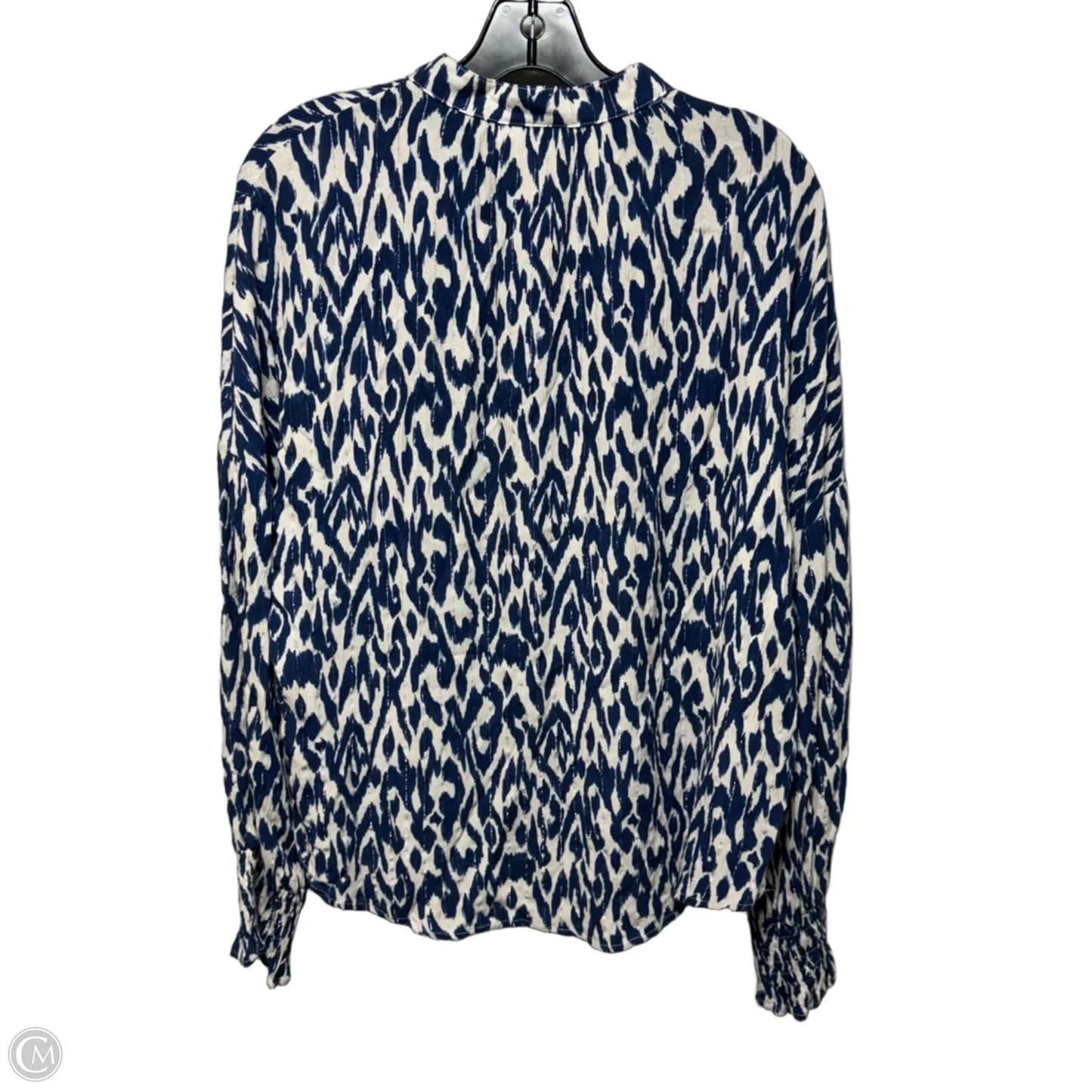 Top Long Sleeve By finley In Blue & White, Size: S