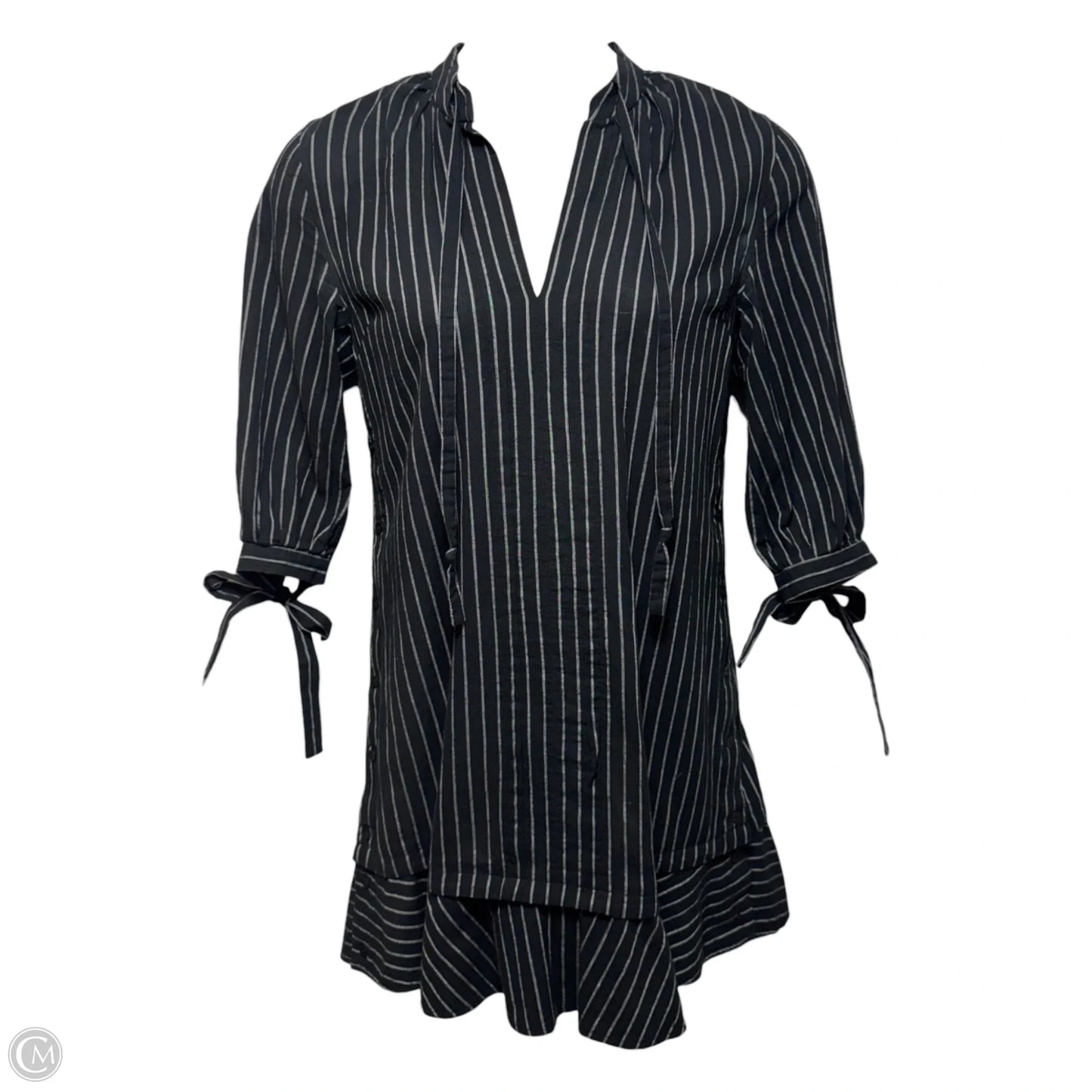 Pinstripe Mini Shirt Dress Designer By Derek Lam In Striped Pattern, Size: L