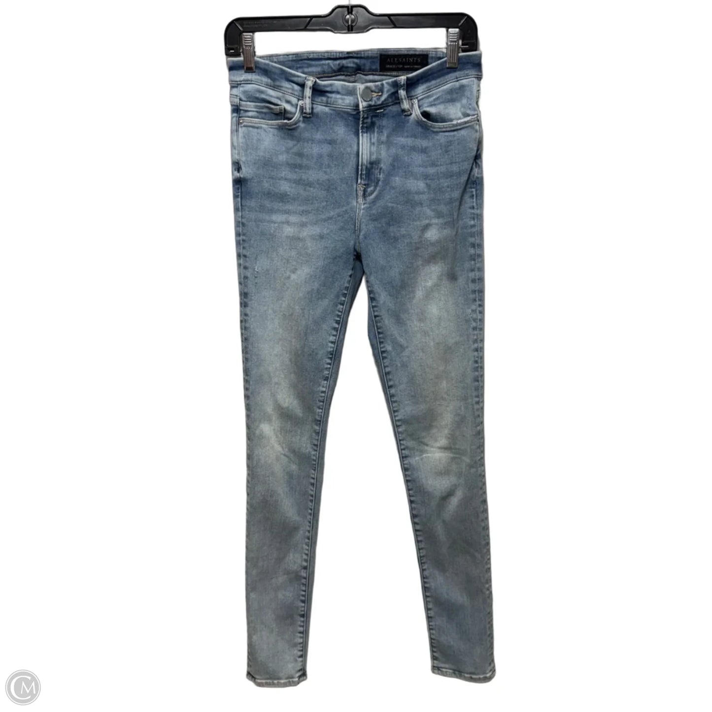 Grace Skinny Jeans Designer By All Saints In Blue Denim, Size: 10/30