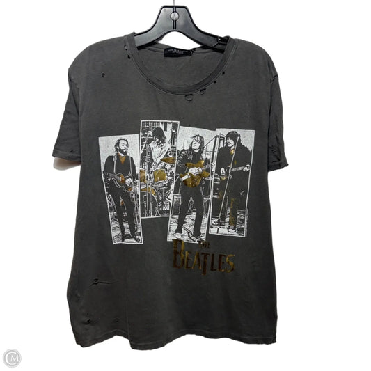Beatles Distressed Graphic Top Short Sleeve By Junk Food In Grey, Size: Xl