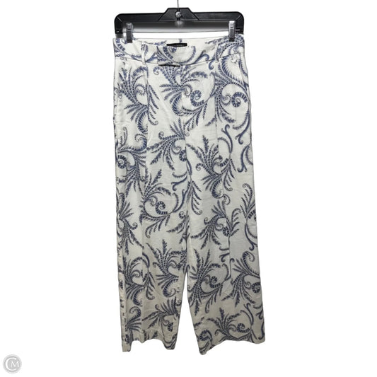 Wide Leg Pants Linen Blend By Banana Republic In Blue & White, Size: 6p