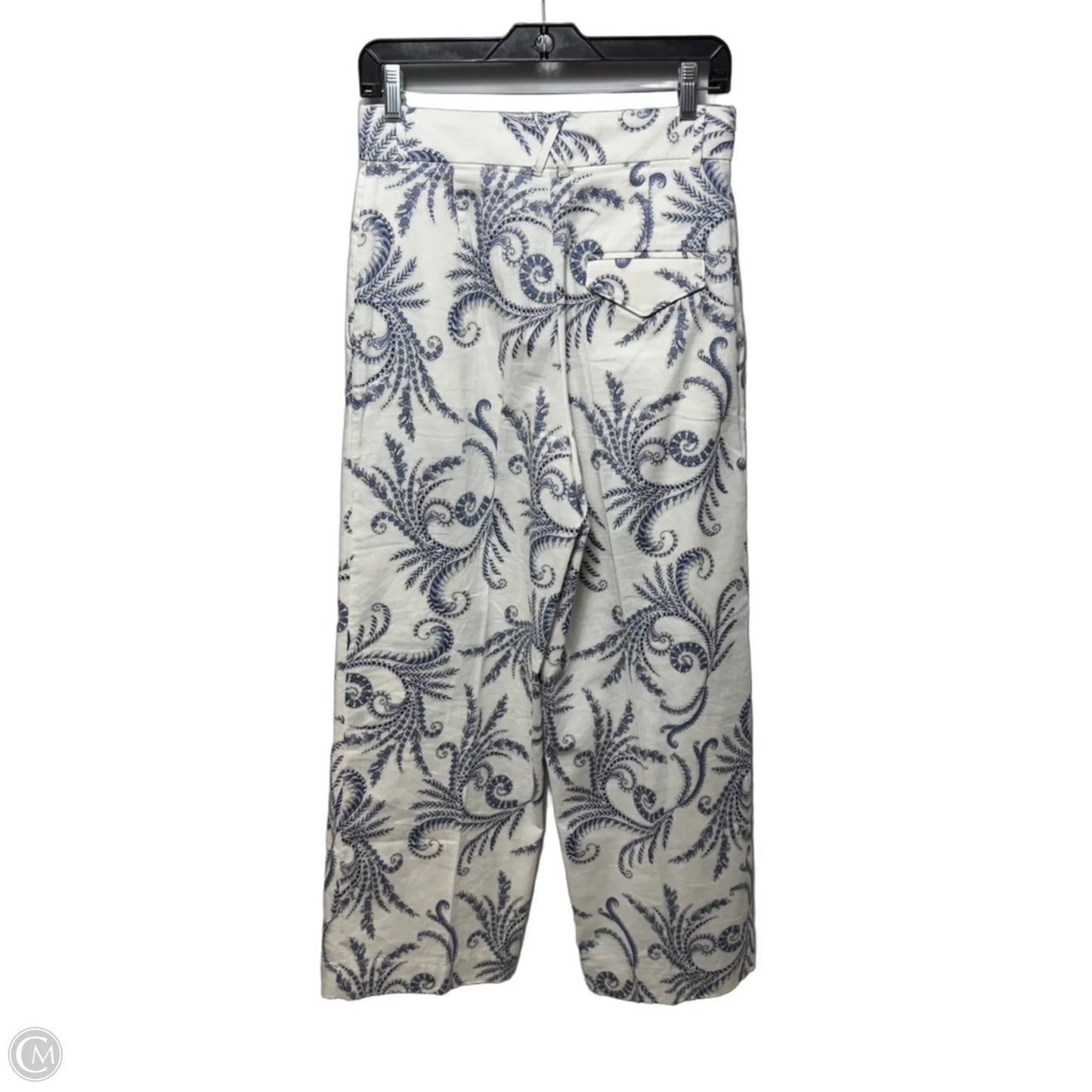 Wide Leg Pants Linen Blend By Banana Republic In Blue & White, Size: 6p