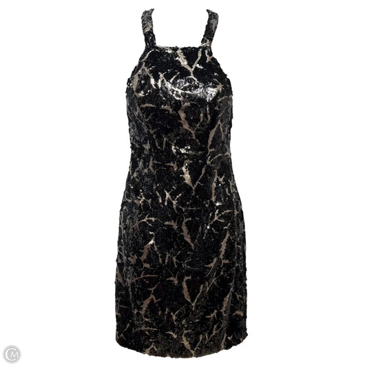 Halter Neck Sequin Cocktail Dress By Terani Couture In Black & Silver, Size: 0