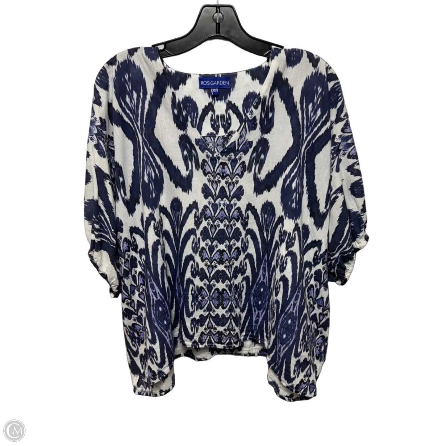 Nancy Top By Ros Garden In Blue & White, Size: XS/S