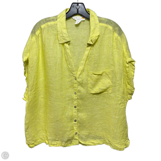 Linen Top Sleeveless By C And C In Chartreuse, Size: Xl