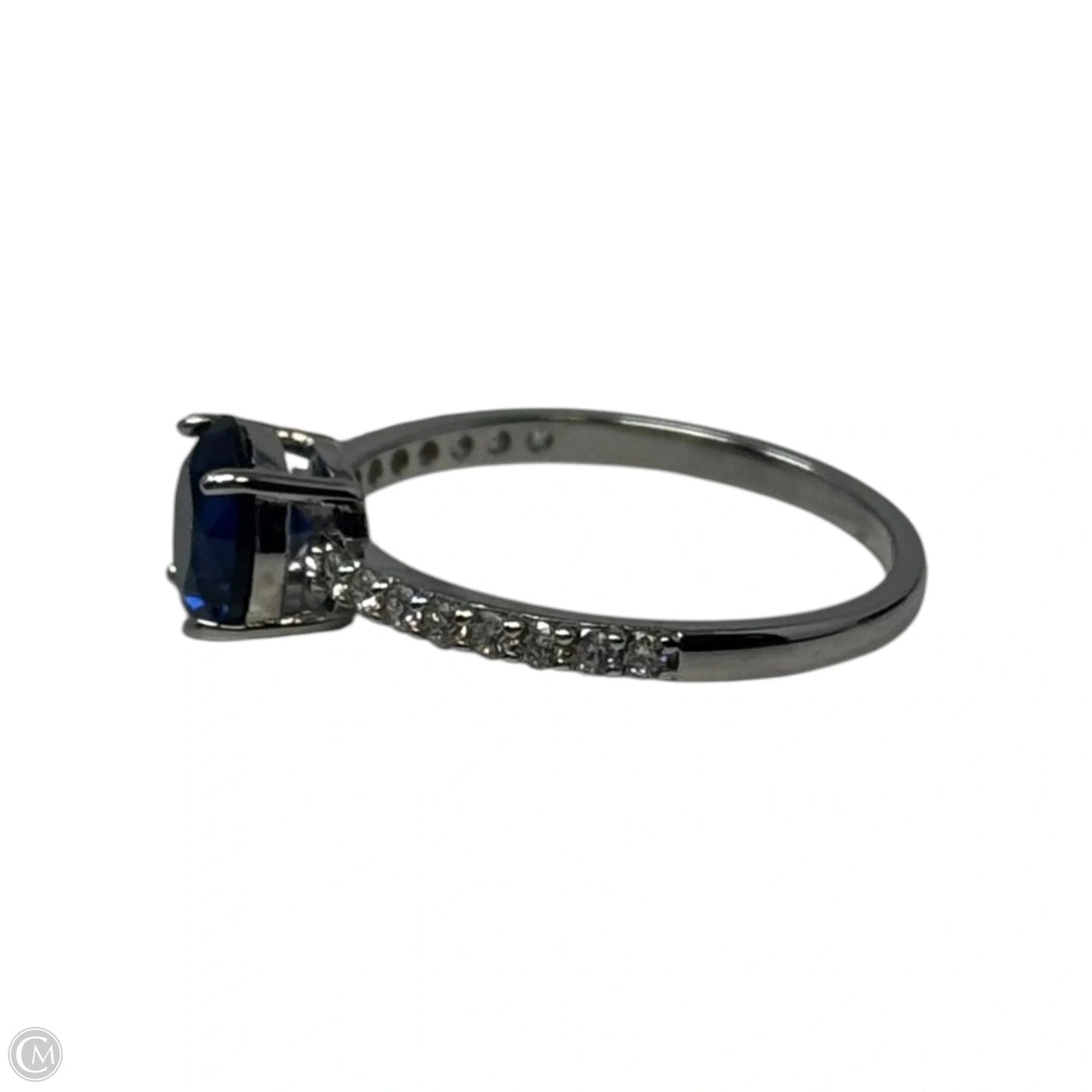 Blue Gem Ring Sterling Silver, Size: 7