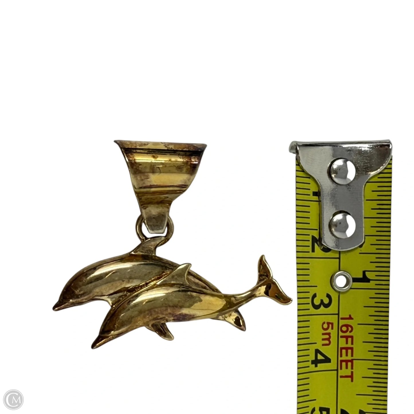 Gold Over Sterling Silver Swimming Dolphins Pendant