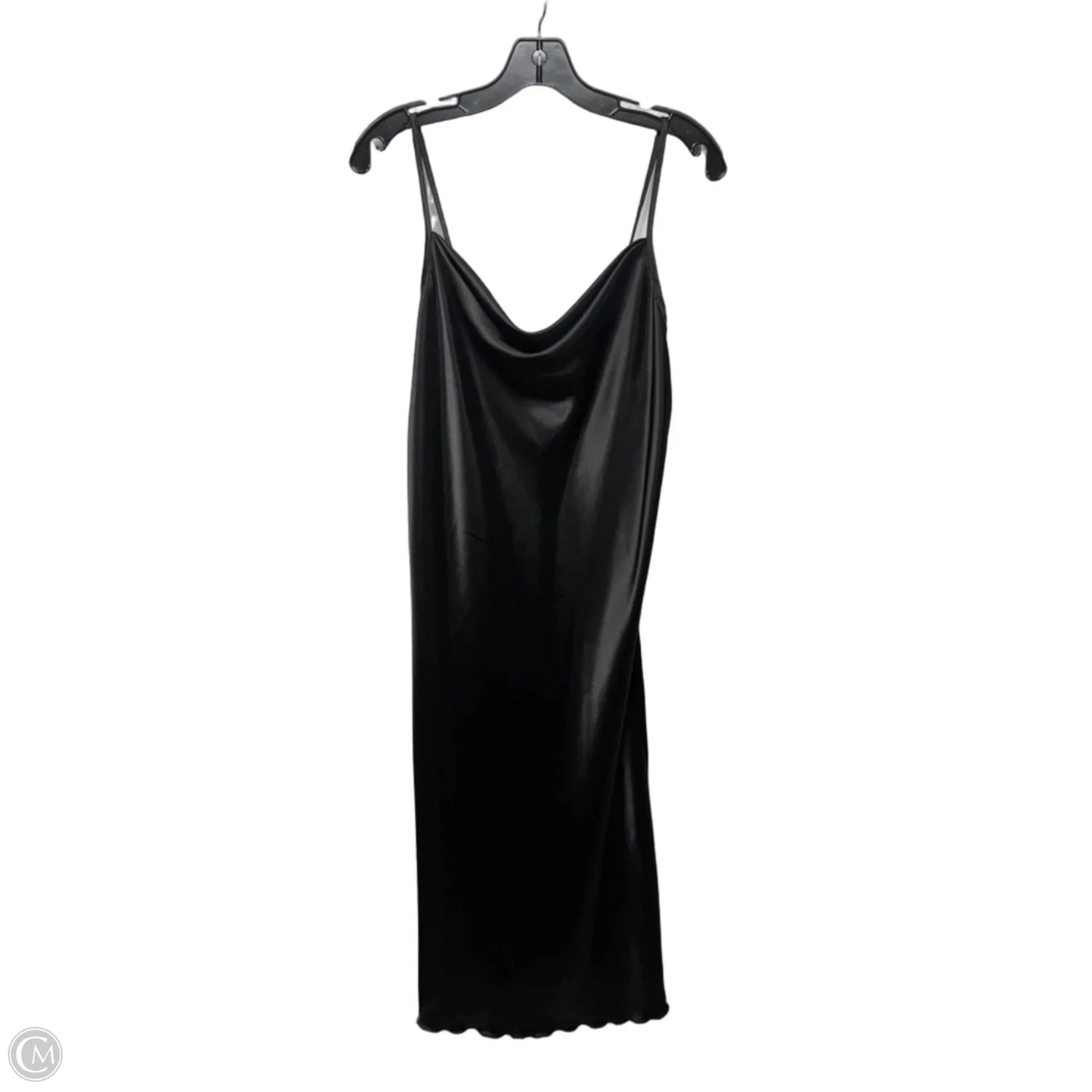 Cowl Neck Slip Dress With Lettuce Hem Maxi By Bebe In Black, Size: L