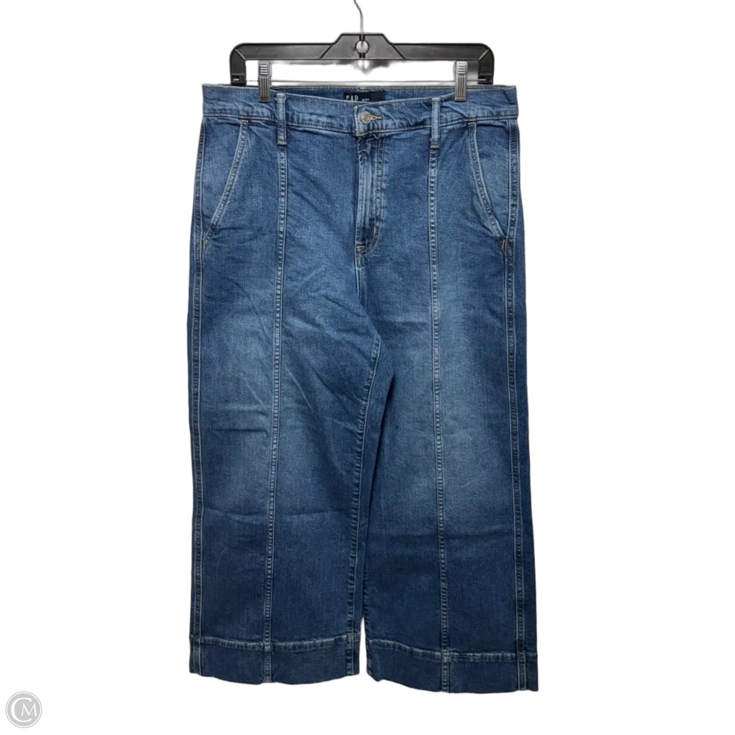 High-Rise Wide Leg Crop Jeans By Gap In Blue Denim, Size: 12/31