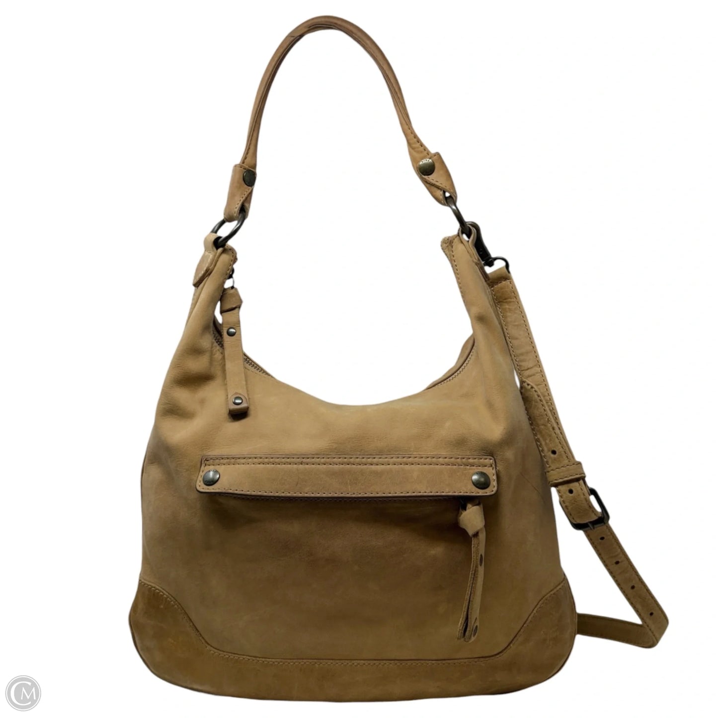 Melissa Distressed Leather Hobo Bag Designer By Frye, Size: Medium