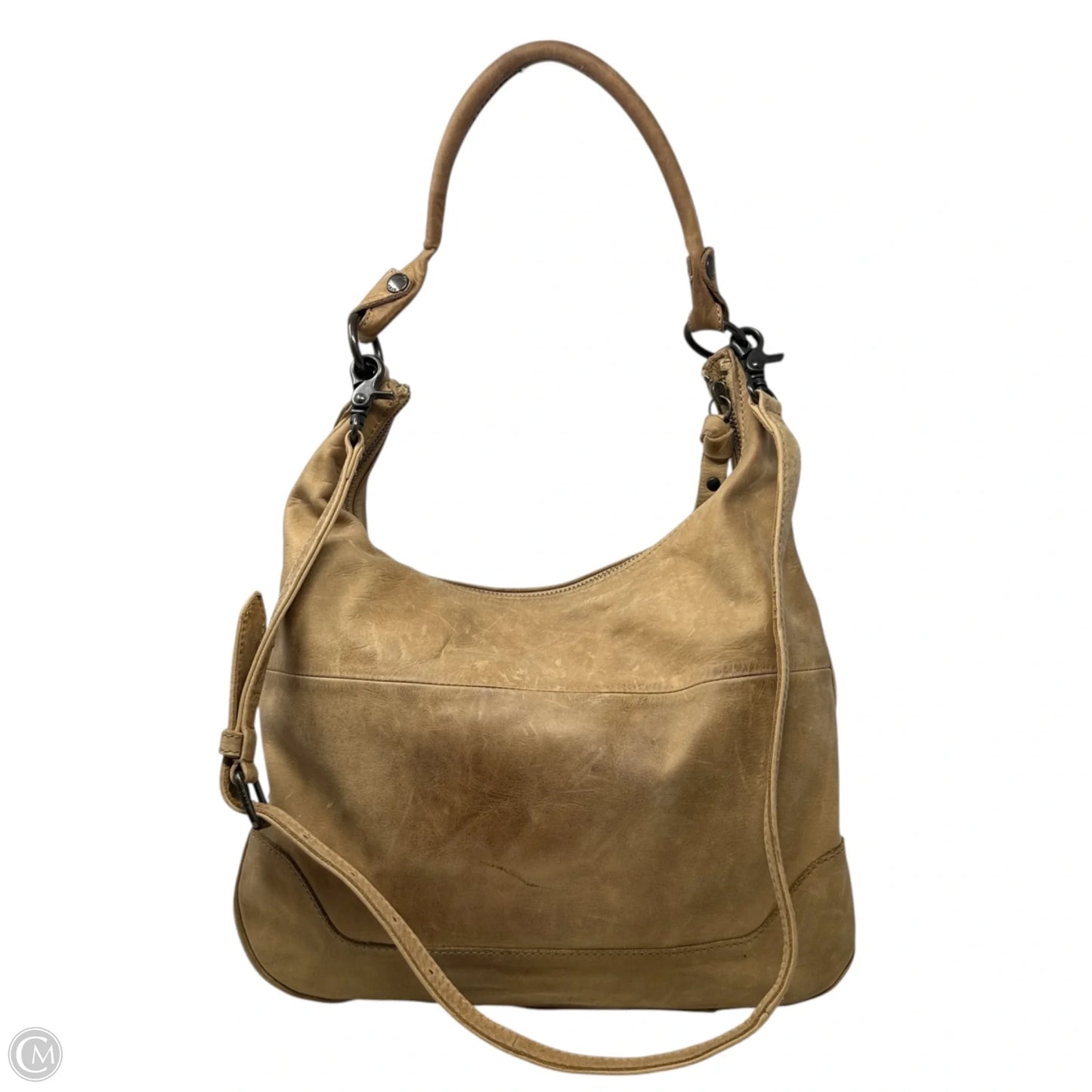 Melissa Distressed Leather Hobo Bag Designer By Frye, Size: Medium