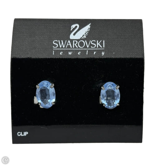 Blue Crystal Clip Earrings Designer By Swarovski