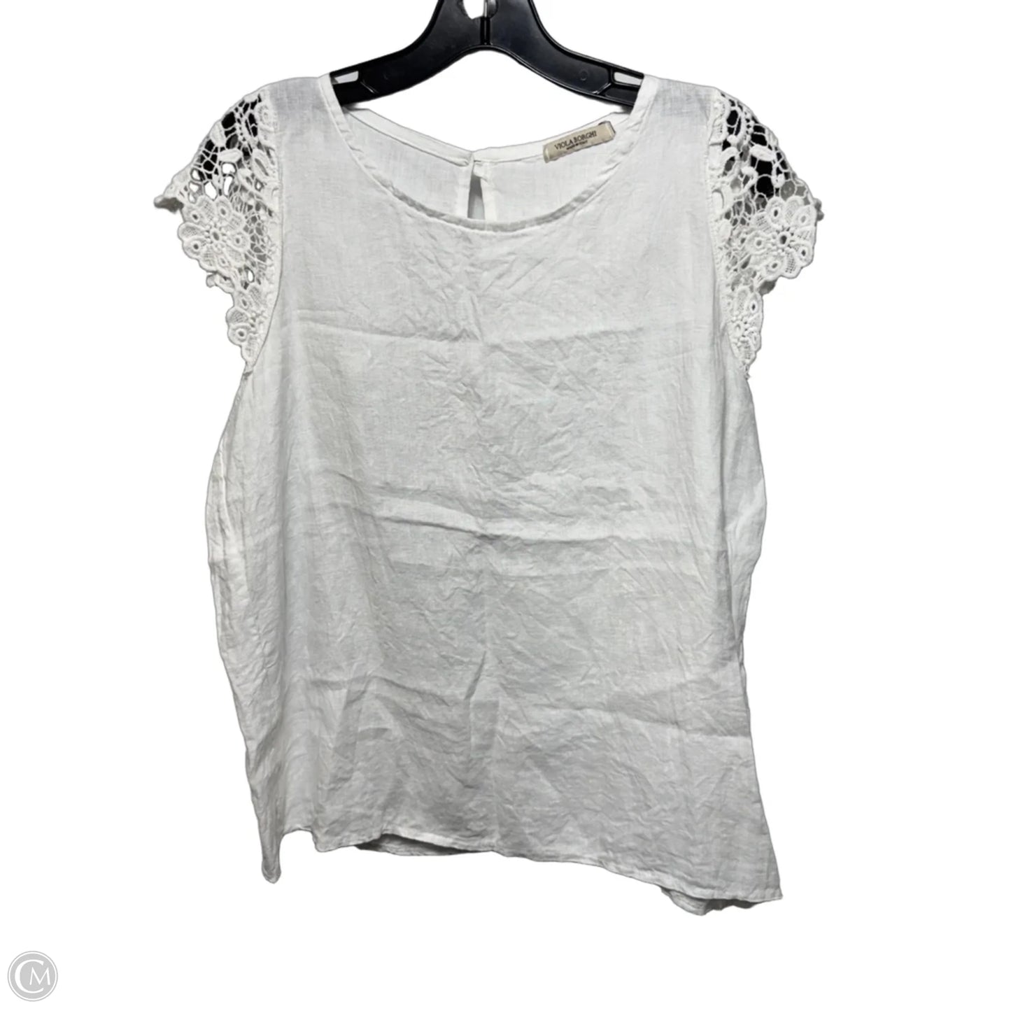 Linen Top Sleeveless By Voila Borghi In White, Size: L