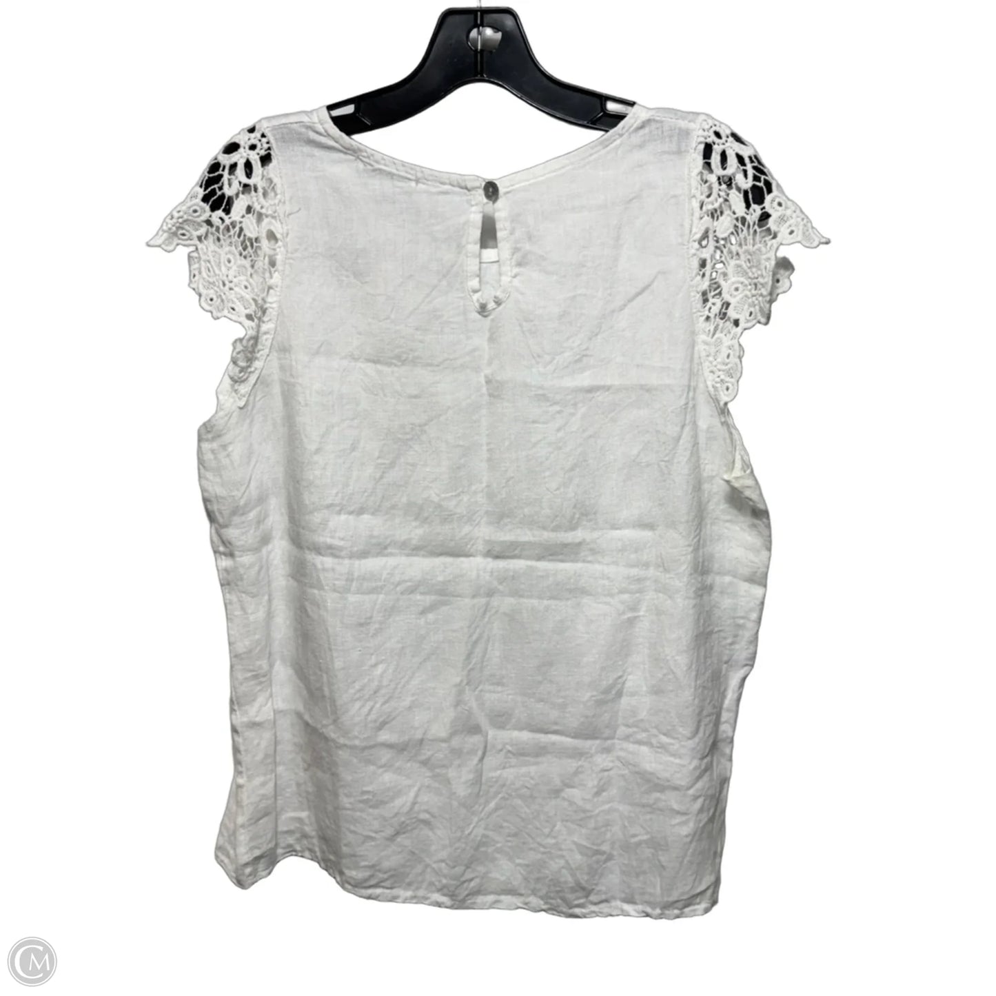 Linen Top Sleeveless By Voila Borghi In White, Size: L