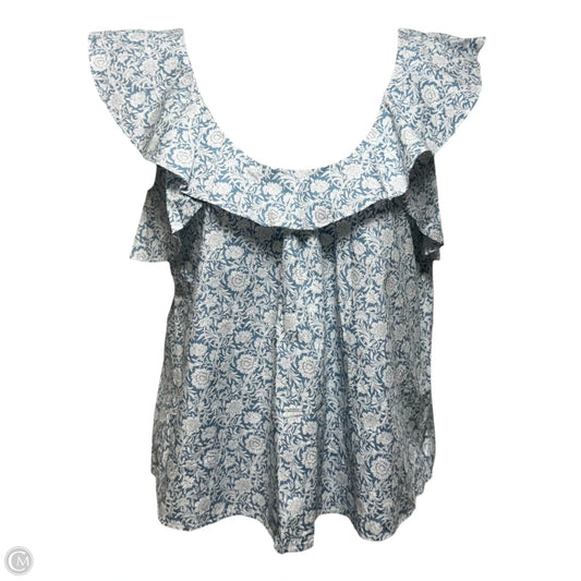 Vahine Floral Print Sleeveless Top By Sezane In Blue & White, Size: 10 (42)
