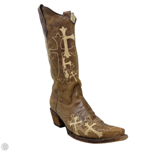 Side Cross Embroidered Square Toe Western Boots
 By Circle G by Corral In Brown, Size: 9