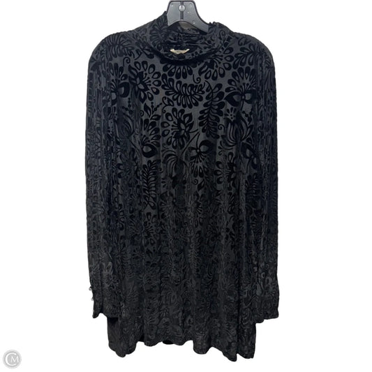 Walden Velvet Burnout Top Long Sleeve By Soft Surroundings In Black, Size: 3x