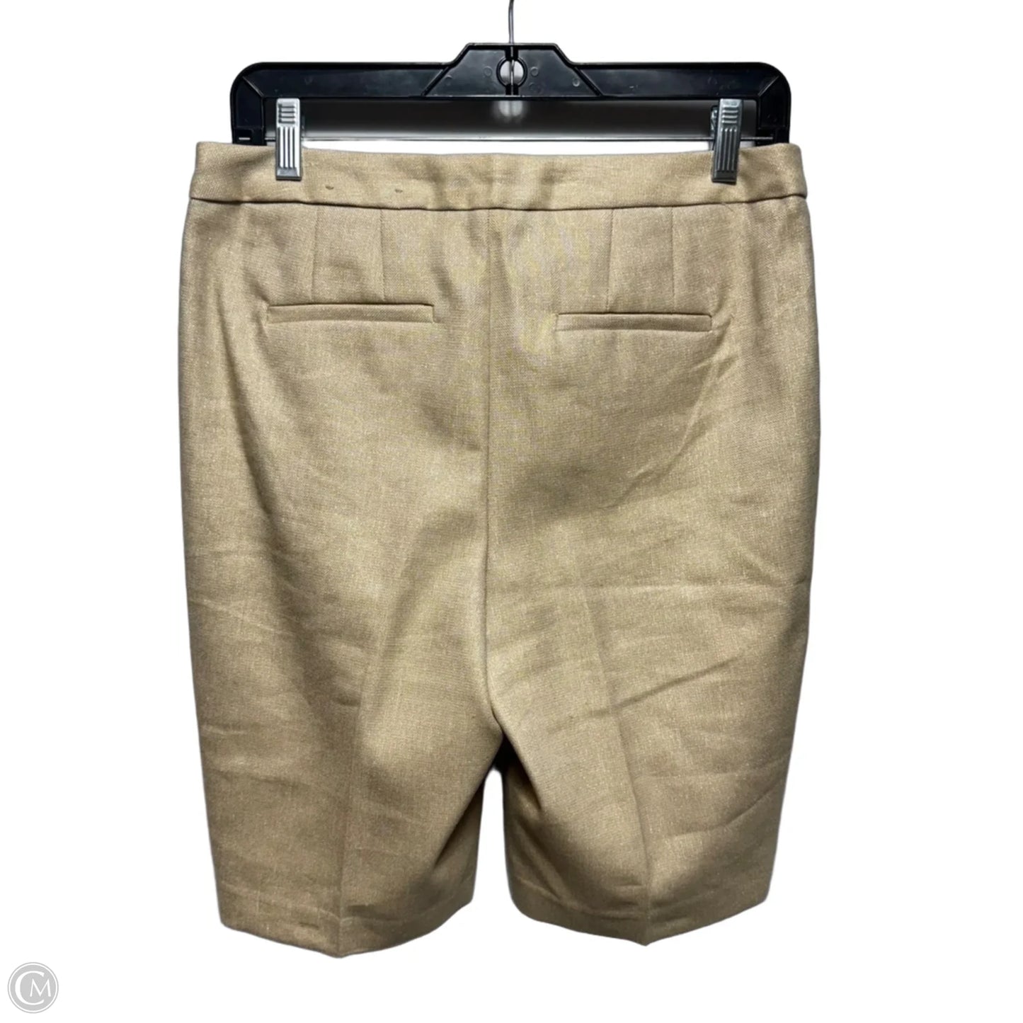 Metallic Linen Blend Bermuda Shorts By Chicos In Tan, Size: 6