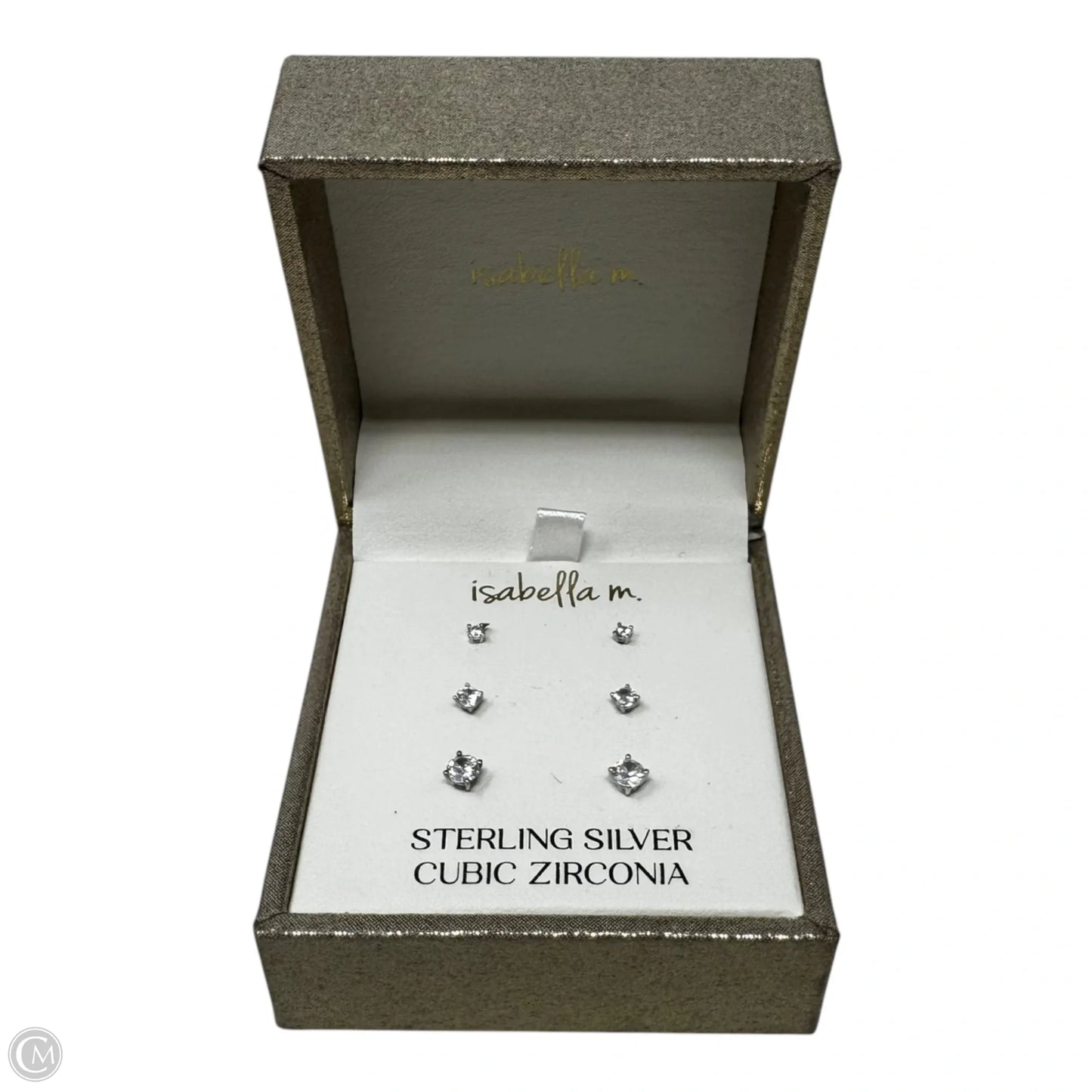 Cubic Zirconium & Sterling Silver Stud 3 Piece Set Earrings By Isabella M