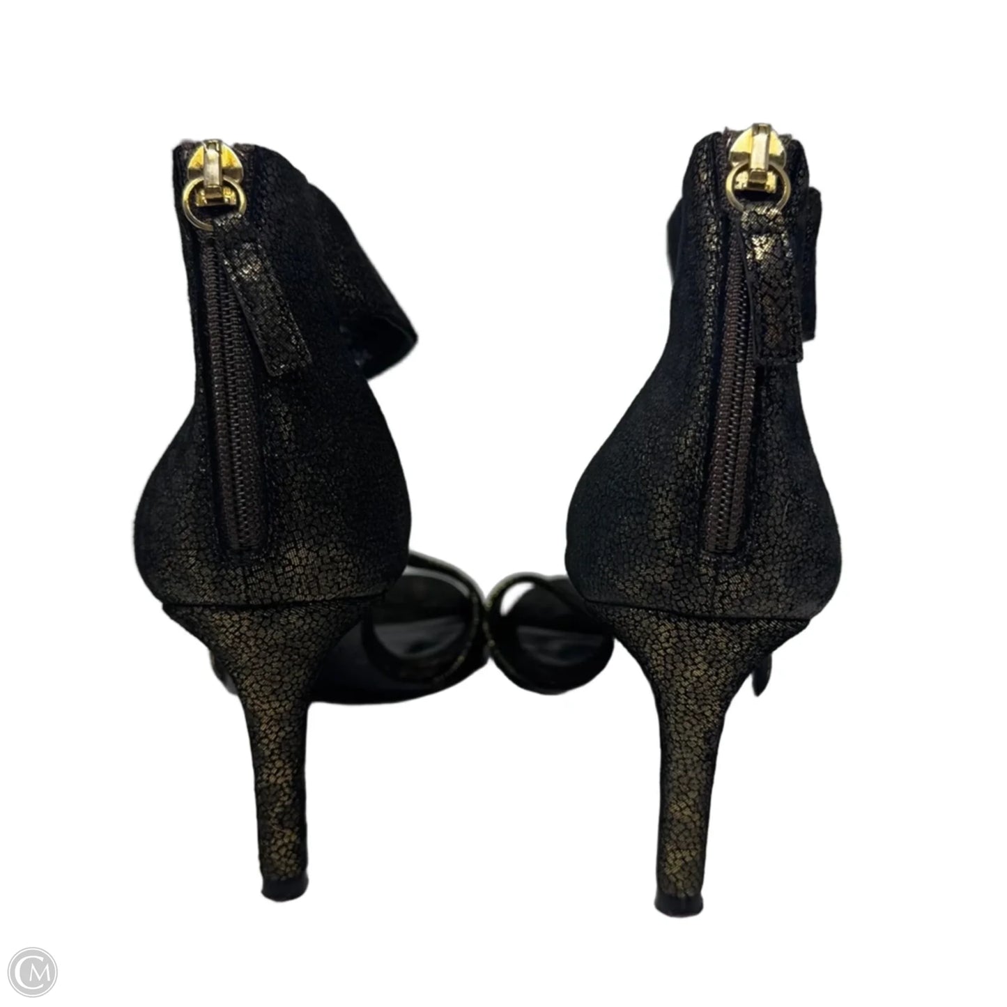 Glitter Stiletto Sandals Designer By Diane Von Furstenberg In Black & Gold, Size: 6.5