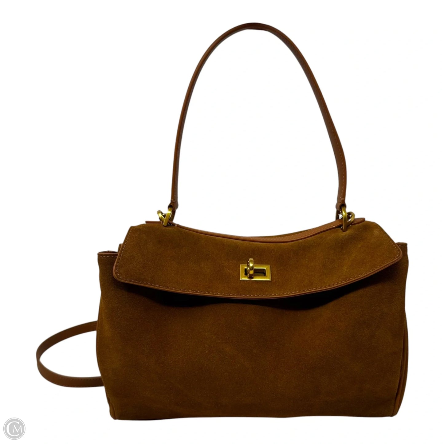 Faux Suede Turnlock Handbag Unbranded, Size: Medium
