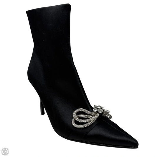 The Elegant Satin Embellished Ankle Booties By Steve Madden In Black, Size: 9