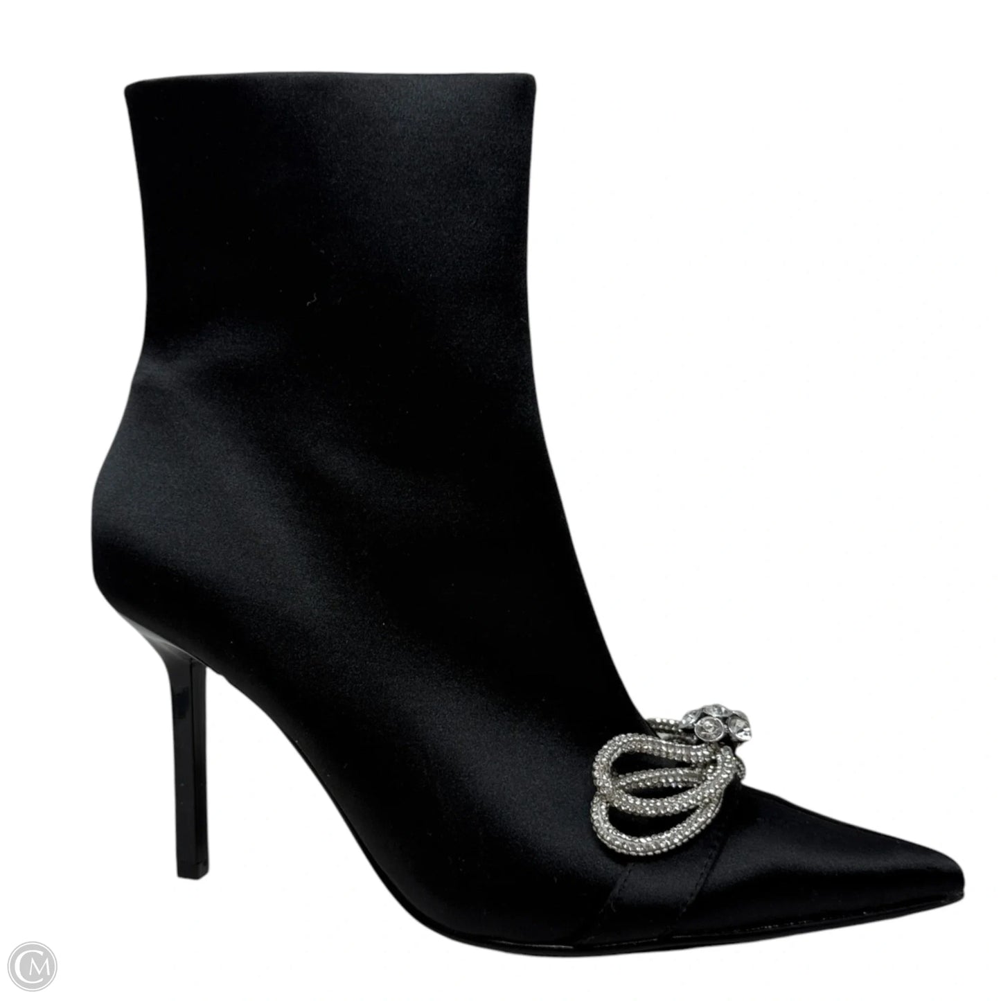 The Elegant Satin Embellished Ankle Booties By Steve Madden In Black, Size: 9
