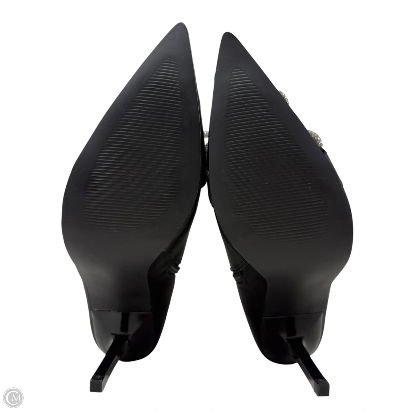 The Elegant Satin Embellished Ankle Booties By Steve Madden In Black, Size: 9