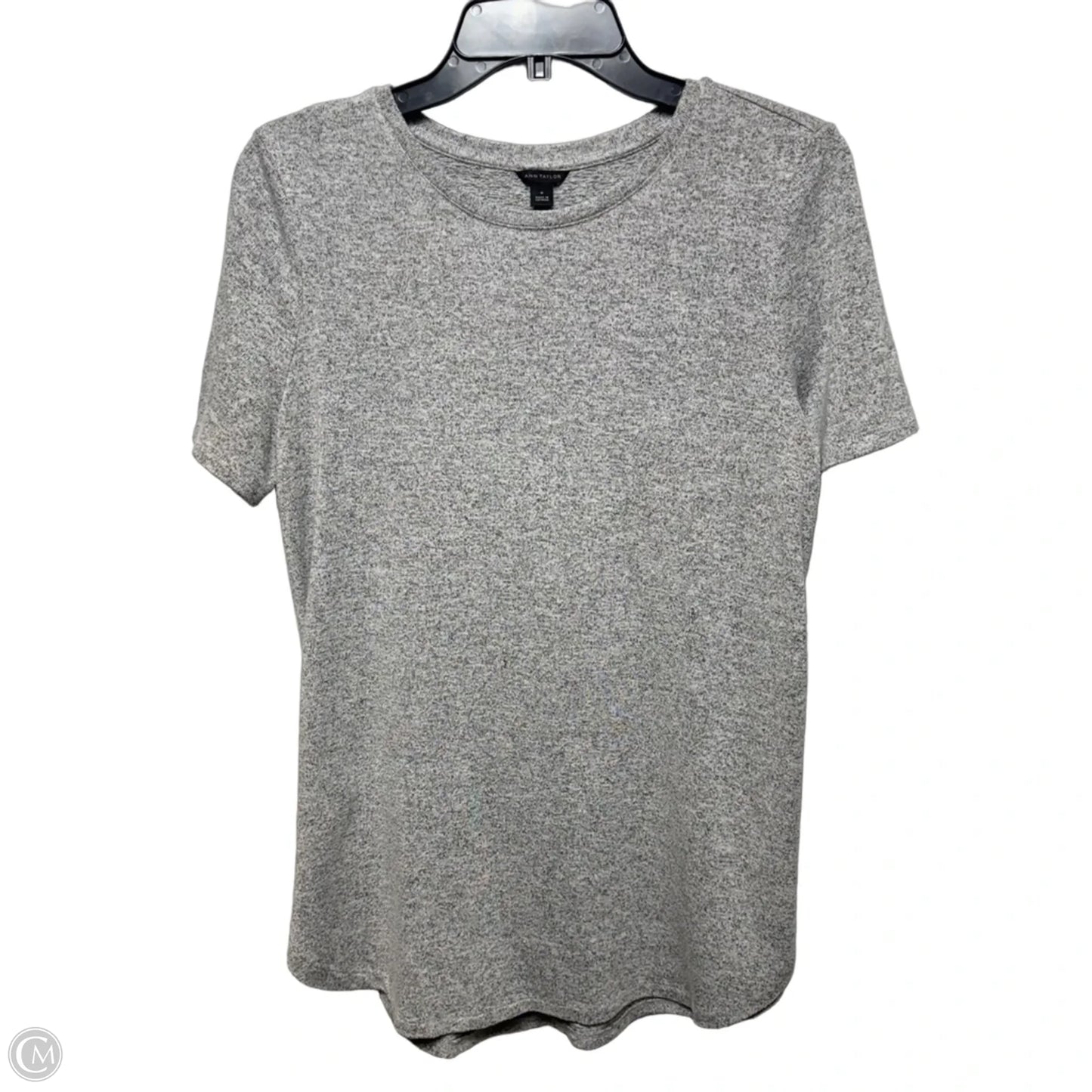 Knit Top Short Sleeve Basic By Ann Taylor In Grey, Size: M