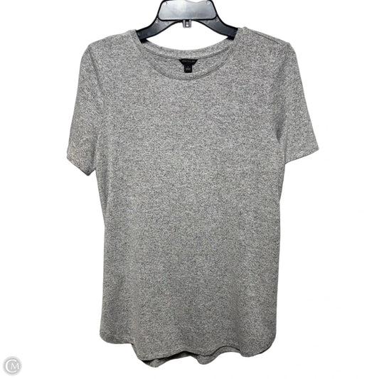Knit Top Short Sleeve Basic By Ann Taylor In Grey, Size: M