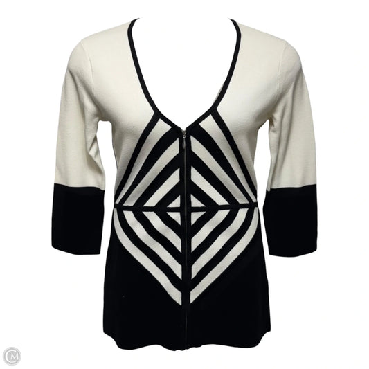 Zip Sweater Cardigan By Doncaster In Black & White, Size: S