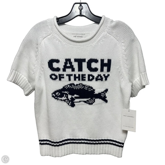 Catch Of The Day Sweater Short Sleeve By Free Assembly In White, Size: M