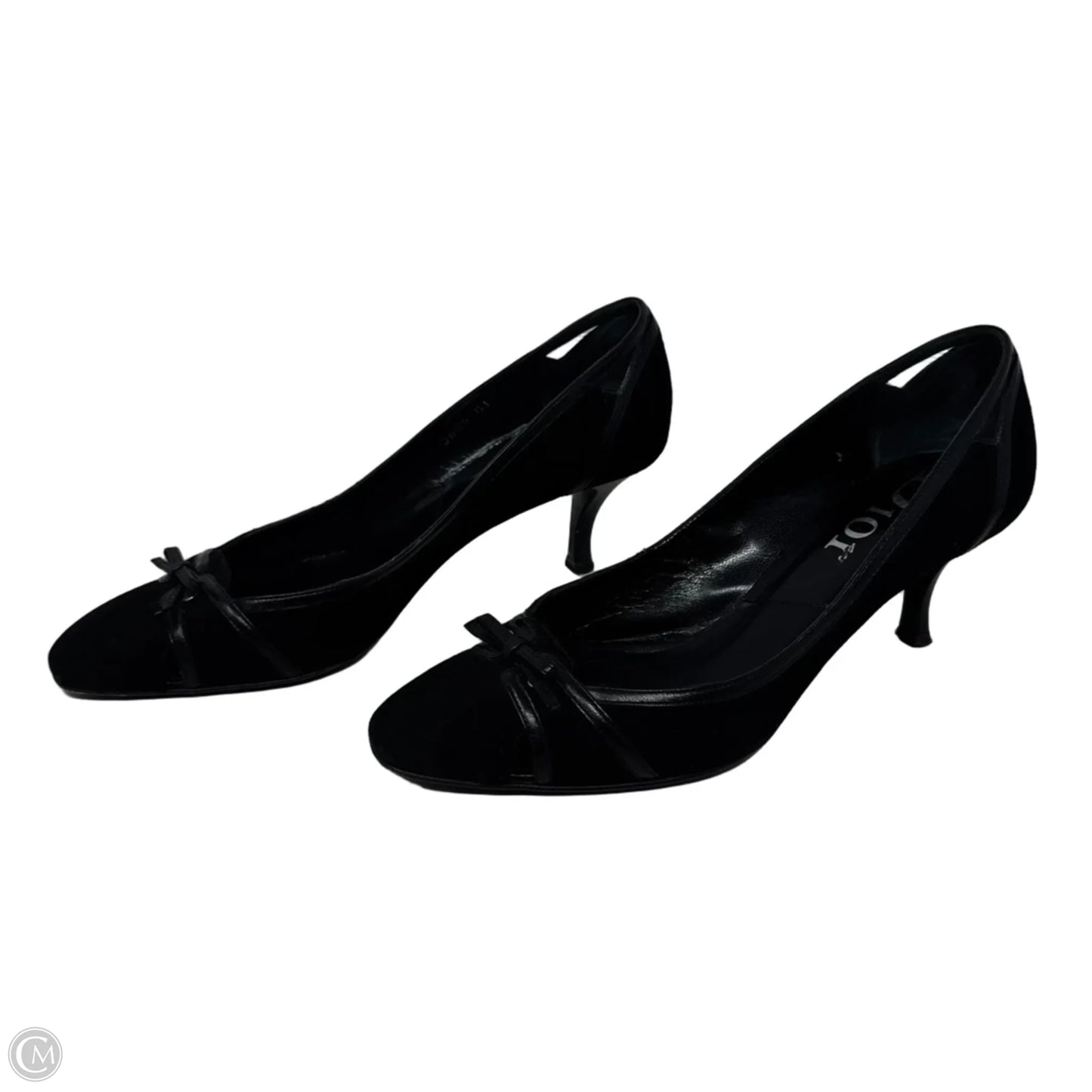 Cutout Kitten Heel Pumps Luxury Designer By Dior In Black, Size: 7.5 (37.5)