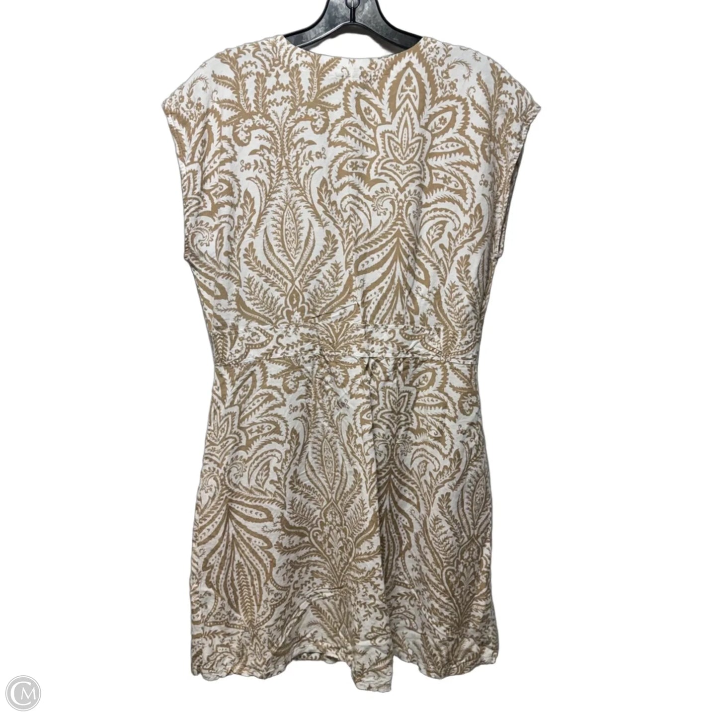 Linen Blend Dress Casual Short By Loft In Tan & White, Size: 8