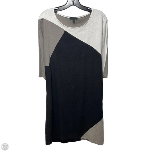 Linen Blend Colorblock Dress Casual Short By For Cynthia In Multi-colored, Size: S