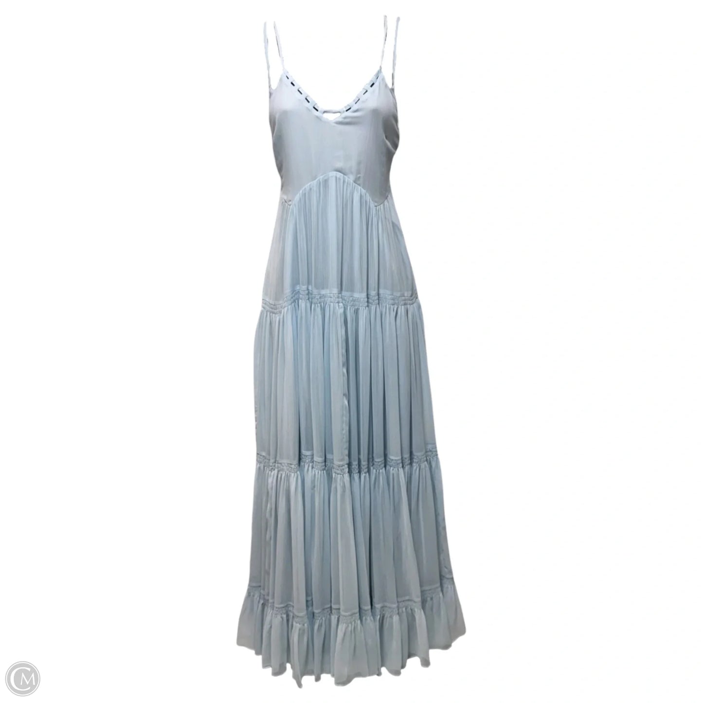 Tabitha Tiered Crepe Maxi Dress By Tularosa In Baby Blue, Size: S