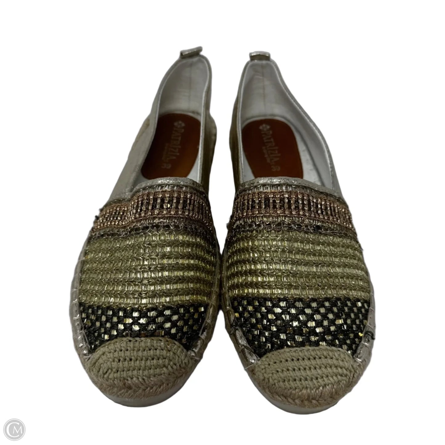 Metallic Espadrille Shoes Flats By Patrizia By Spring Step In Gold, Size: 8.5 (39)