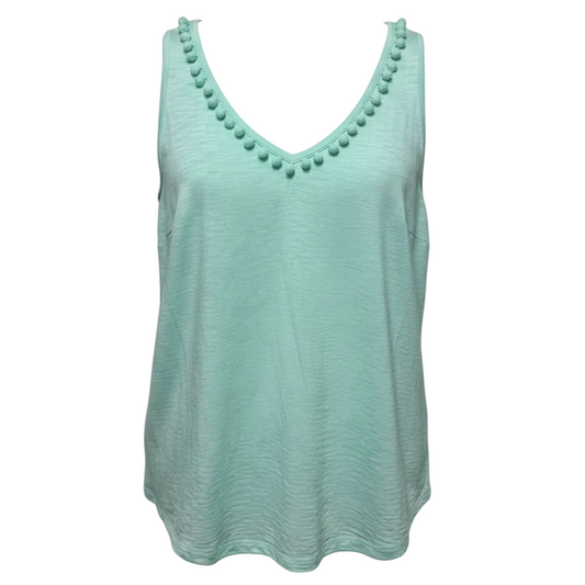 Gigi Pom Pom Sleeveless Top Designer By Lilly Pulitzer In Aqua, Size: L