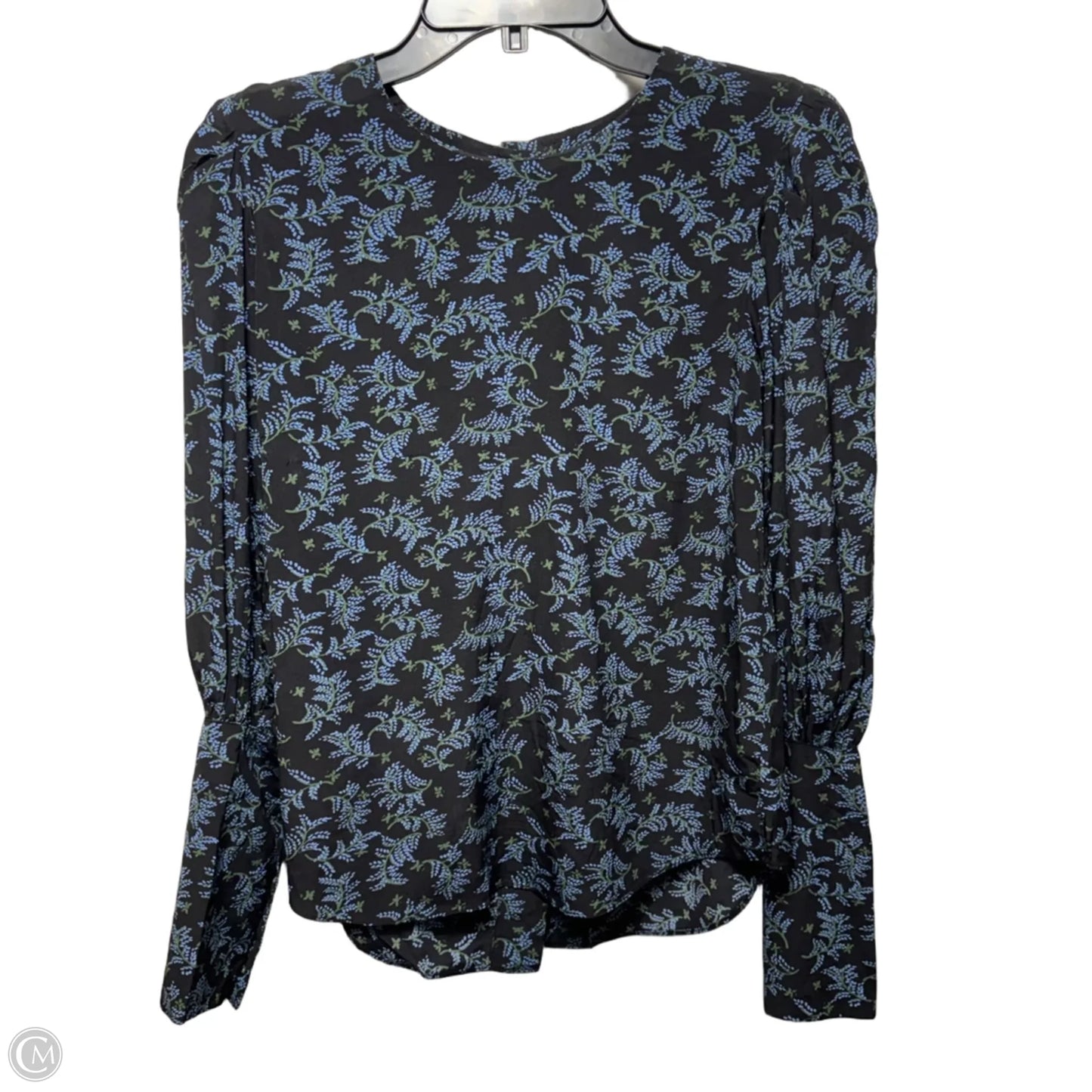 Clarke Puff Sleeve Top By Veronica Beard In Black & Blue, Size: 2