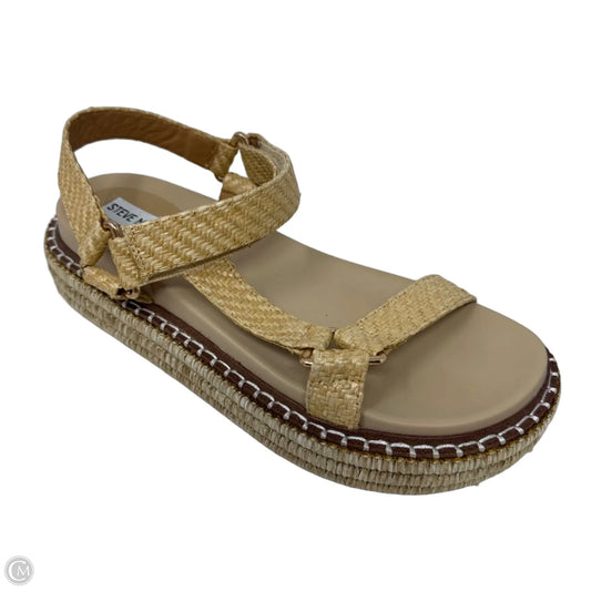 Woven Platform Sandals Flats By Steve Madden In Tan, Size: 9