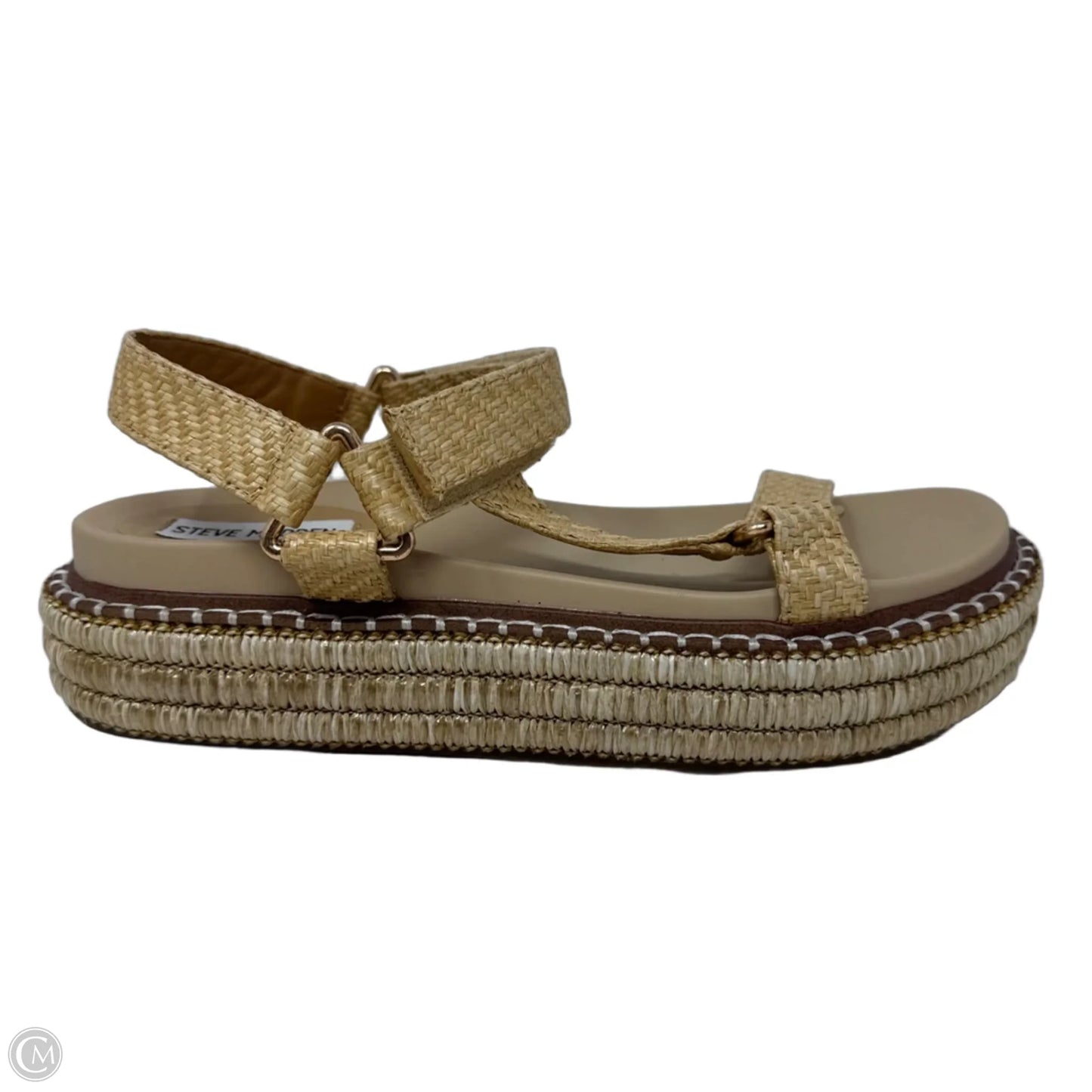 Woven Platform Sandals Flats By Steve Madden In Tan, Size: 9