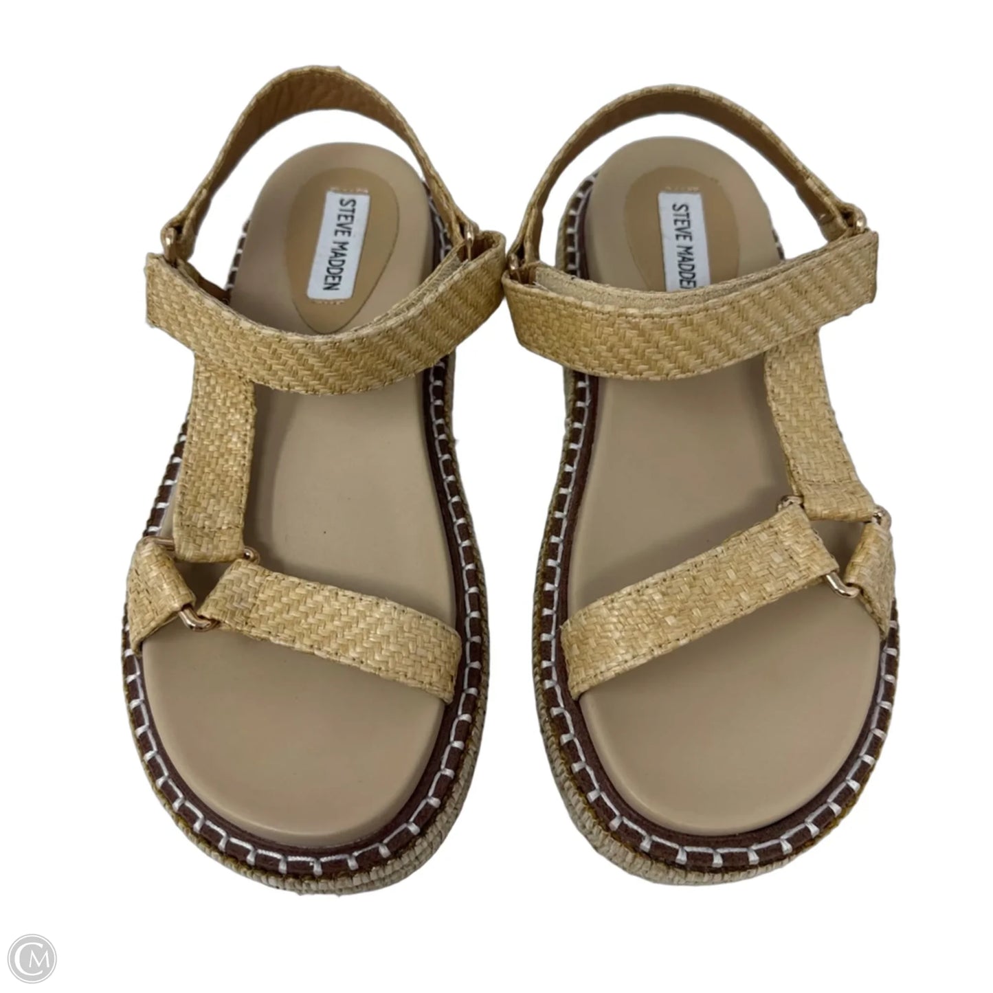 Woven Platform Sandals Flats By Steve Madden In Tan, Size: 9