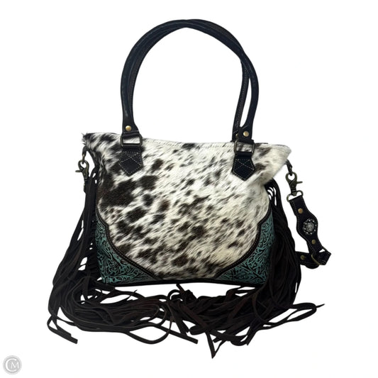 Sierra Fringe Handbag Leather By Myra, Size: Medium