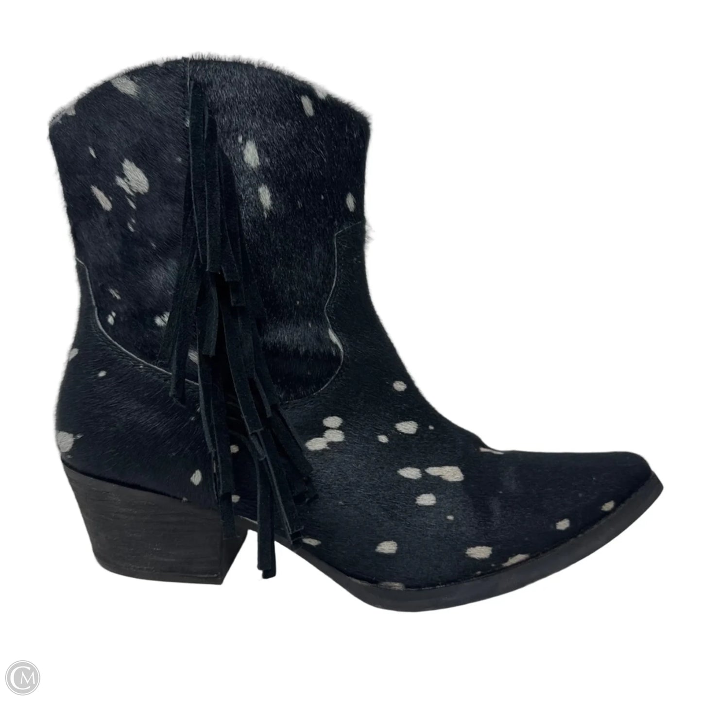 Hair We Go Leather Western Ankle Booties By Dingo In Black & White, Size: 11