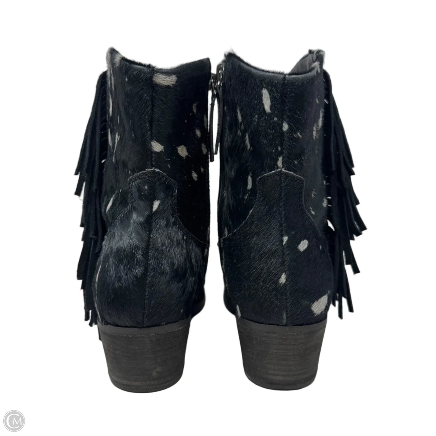 Hair We Go Leather Western Ankle Booties By Dingo In Black & White, Size: 11