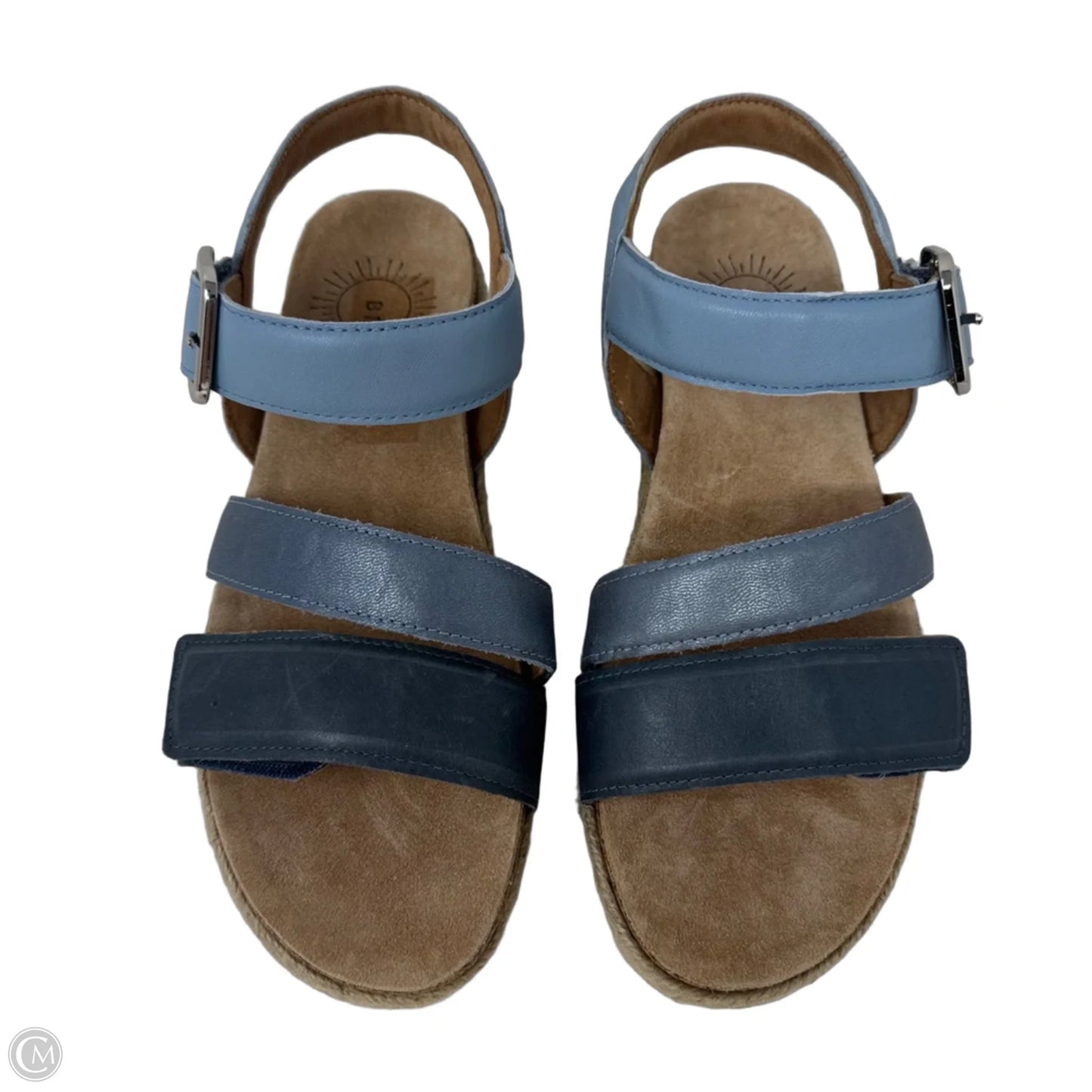 Francine Leather Wedge Sandals By Brioso In Blue, Size: 6.5