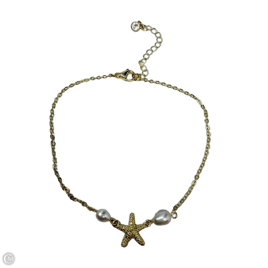 Gold Tone & Faux Pearl Starfish Chain Bracelet